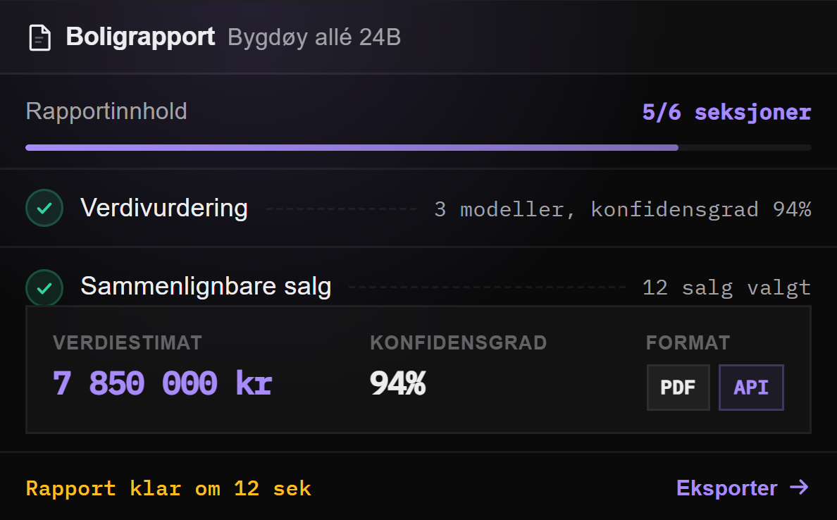 Solgt.no rapporter: boligrapport med verdiestimat